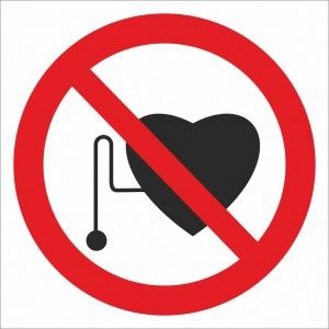 Наклейка Запрещается работа людей с сердечными стимуляторами